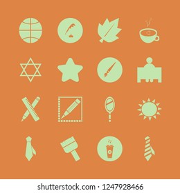 art icon. art vector icons set hot coffee, tie, basketball ball and hand mirror
