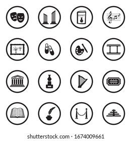 Art Icons. Black Flat Design In Circle. Vector Illustration.