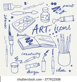 Art icons doodle vector