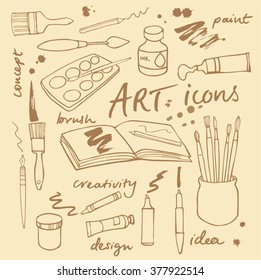 Art icons doodle vector