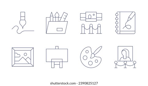 Art icons. Editable stroke. Containing paintbrush, art and design, art design, painting, museum, sketchbook, gallery.