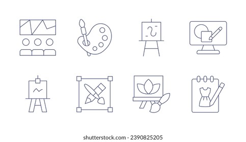 Iconos de arte. Trazo editable. Consta de espectáculo artístico, arte, diseño, creativo, dibujo, arte digital.