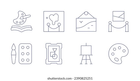 Art icons. Editable stroke. Containing art, art and design, art show, exhibition, picture, easel, palette.