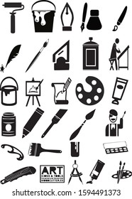 Art Icons Paint Tools Vector Stock Vector (Royalty Free) 1594491373 ...