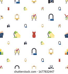 el patrón de iconos de arte es transparente. Incluye champán plano editable, vestido, cámara réflex digital, Easel, lámpara de mesa, candado para bicicletas, personal, ranking, iconos de pintura. iconos de arte para web y móvil.