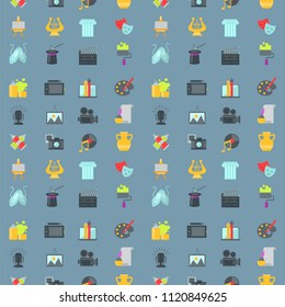 Art icons seamless pattern background atist ink graphic color creativity movie collection vector illustration.