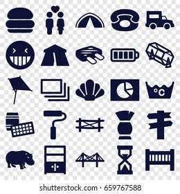 Art icons set. set of 25 art filled icons such as fence, hippopotamus, tent, baby bed, kite, brush, lottery, laundry, laughing emot, bridge, couple, baterry, cupboard, burst
