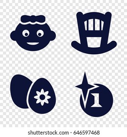 Art icons set. set of 4 art filled icons such as baby bed, baby girl, explosion