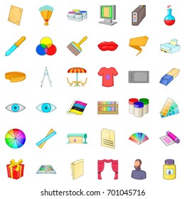 Art icons set. Cartoon style of 36 art vector icons for web isolated on white background