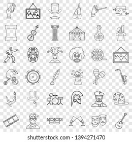 Art icons set. Outline style of 36 art vector icons for web for any design