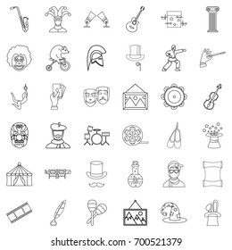 Art icons set. Outline style of 36 art vector icons for web isolated on white background