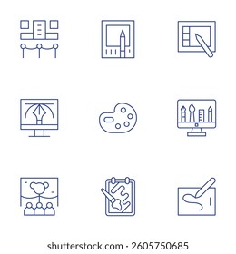 Art icons set. Thin Line style, editable stroke. exhibition, art and design, arts, art show, art, graphic tablet, creative design.