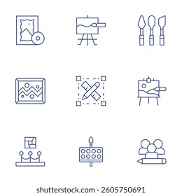 Art icons set. Thin Line style, editable stroke. art, painting, design, palette, canvas, community, watercolor.