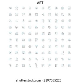 art icons, signs, outline symbols, concept linear illustration line collection
