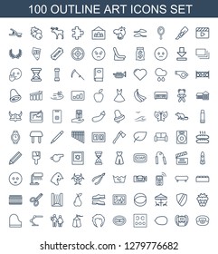 art icons. Trendy 100 art icons. Contain icons such as desk phone, backpack, Lemon, eye test, new, hairstyle, tent, couple with newborn, table lamp. art icon for web and mobile.