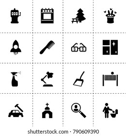 Art icons. vector collection filled art icons. includes symbols such as table lamp, car body repair, spray bottle, clean window, scoop. use for web, mobile and ui design.