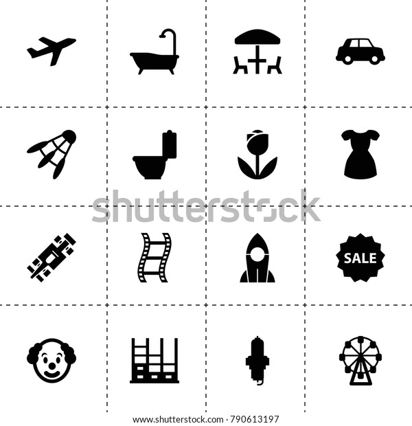 Art icons. vector collection\
filled art icons. includes symbols such as car, spark plug, toilet\
bowl, bath, construction, clown. use for web, mobile and ui\
design.