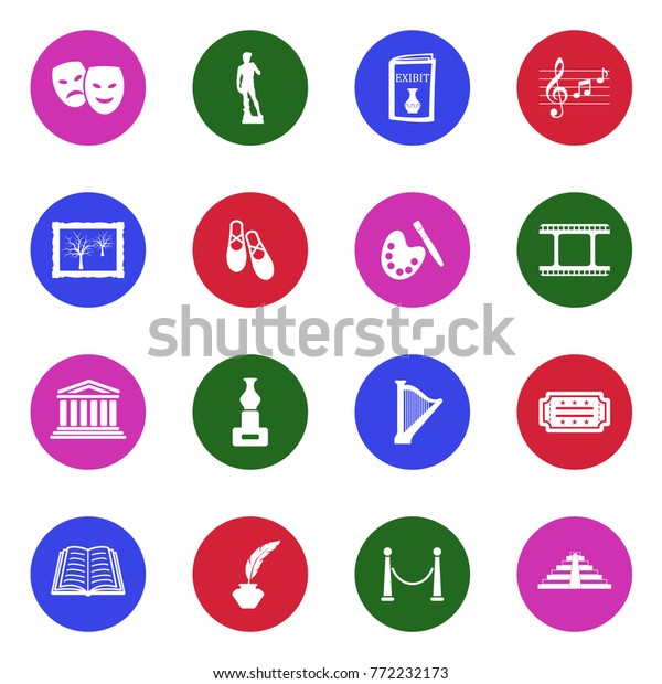 Art Icons White Flat Design Circle Stock Vector (Royalty Free