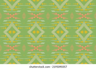 Art Of Ikat Aztec Fabric Vector Geometric Seamless Pattern. Ethnic Tradination Style. Navajo Art Design For Prints Fabric Wallpaper Background Industry