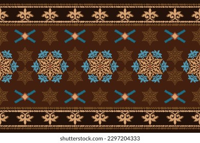 Art of Ikat ethnic embroidery design pattern. This pattern design for fabric, textile, wallpaper. 