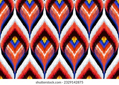 Art Ikat folklore Hand drawn ornament. Tribal ethnic vector texture.Seamless striped pattern in Aztec style. Figure tribal embroidery. Indian, Scandinavian, Gyp sy, Mexican, folk pattern.ikat pattern.