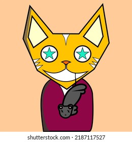 Art illustrasion. Funny cat masquerade. Bright images for prints.