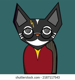 Art illustrasion. Funny cat masquerade. Bright images for prints.