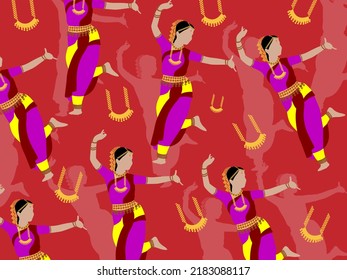 art illustration abstract background seamless pattern icon symbol traditional culture asian of indian female dancer