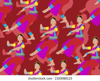 art illustration abstract background seamless pattern icon symbol traditional culture asian of indian female dancer
