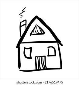 art illustration abstract hand draw vector symbol icon of house