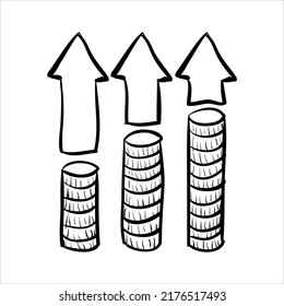 art illustration abstract hand draw vector symbol icon of money growing