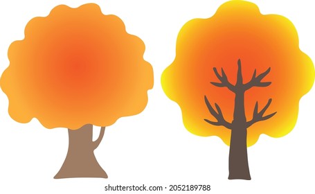 Art and Illustration of autumn tree vector isolated on white background