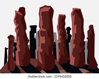 Art illustration background landscape hill design concept seamless cliff nature of mountain canyon