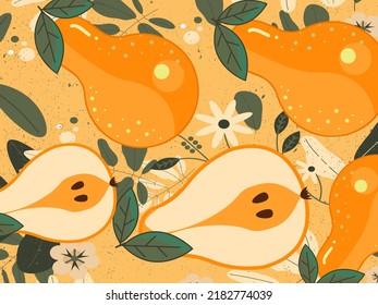 art illustration background pattern seamless icon symbol logo wallpaper of orange pear fruits