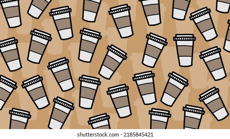 Art illustration background pattern seamless symbol icon colorful design concept logo of coffee cup takeaway