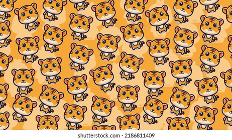 Art illustration background pattern seamless cute animal design symbol concept of baby tiger