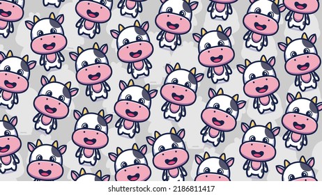 Art illustration background pattern seamless cute animal design symbol concept of baby cow