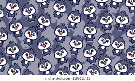 Art illustration background pattern seamless cute animal design symbol concept of baby penguin