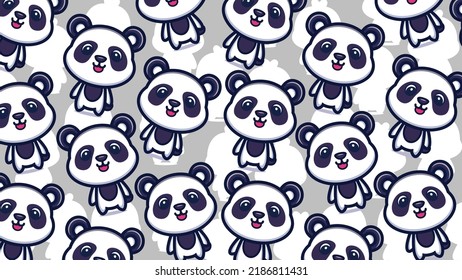 Art illustration background pattern seamless cute animal design symbol concept of baby panda