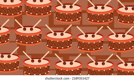 Art illustration background seamless pattern icon logo music tools design concept symbol of drum