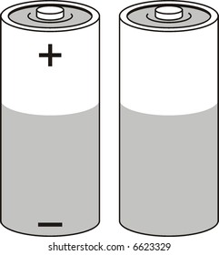 art illustration: a battery with signs of positive and negative