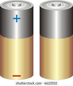 art illustration: a battery with signs of positive and negative