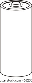 art illustration: a battery without signs of positive and negative, or a round box