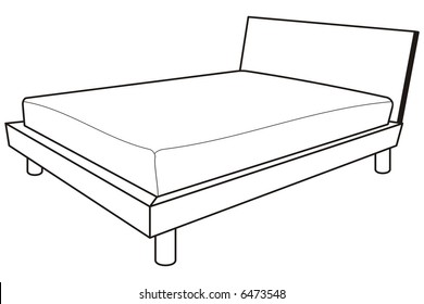 art illustration in black and white: a bed