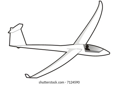 art illustration in black and white: a glider