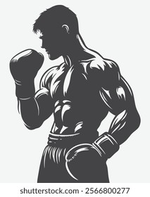 Art illustration boxing man martial art line art outline vector line art