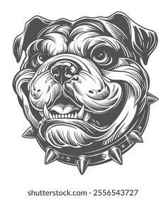 art illustration bull dog head drawing outline vector