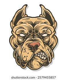 art illustration bulldog dog head angry vector clip art