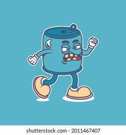 art and illustration canned drink with blue color