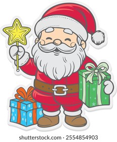 art illustration cartoon funny santa claus smile christmas doodle vector